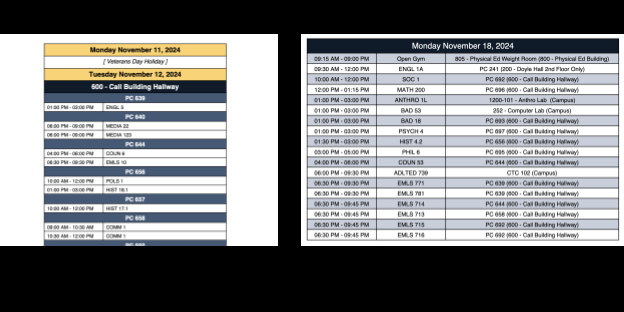 District police daily schedule, sorted by start time.